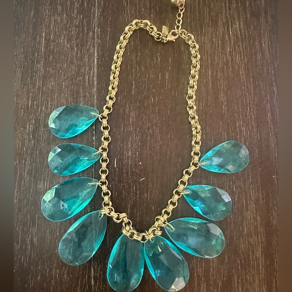 Kate Spade Single Strand Crystal Briolettes Cascade Necklace Teardrops Aqua Blue - Picture 3 of 4